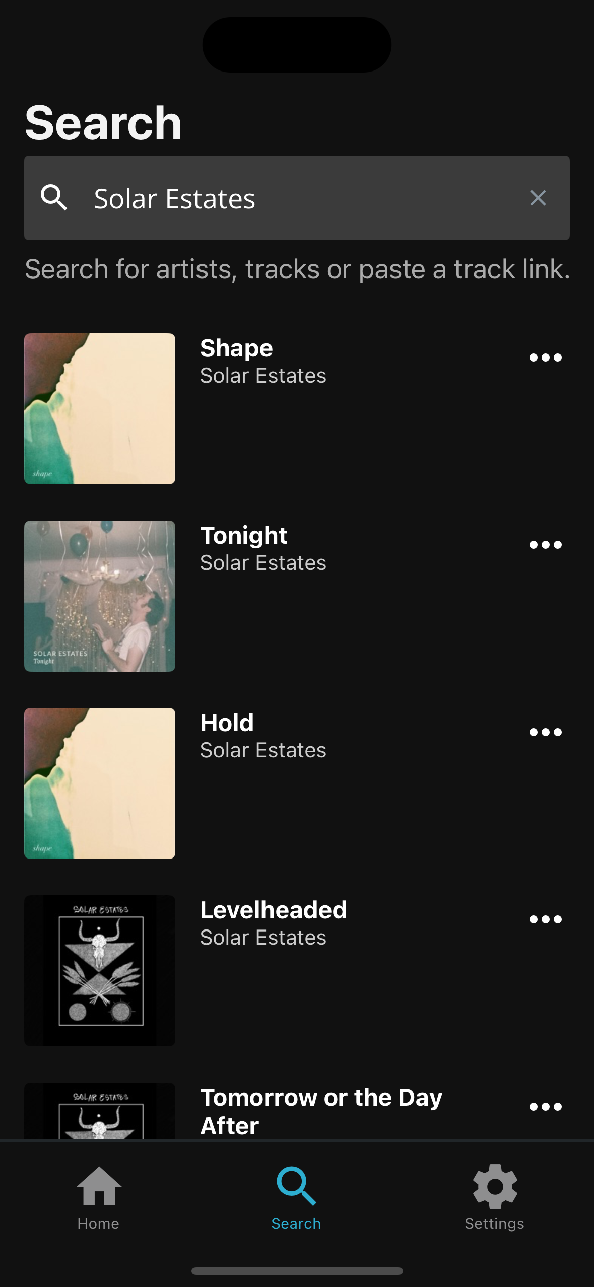 TRKDWN app screenshot - Search